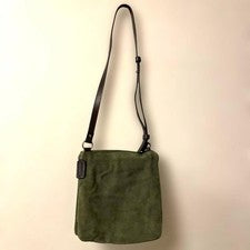 OLD COACH leather shoulder bag, moss green #QY3VTI