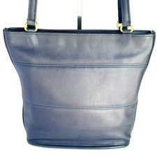COACH Old Coach 9098 Navy Glovetanned Leather Shoulder Bag #QY1Y6M