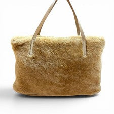FENDI Boa Leather Handbag with Logo Plate, Brown #QYAJ0E
