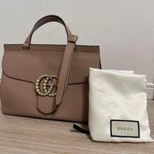 GUCCI GG Marmont Top Handle Shoulder Bag (2-way) Pink Beige #QYBTAG