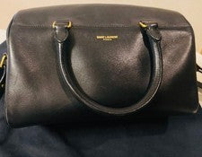 SAINT LAURENT PARIS Black Leather Handbag w/ Shoulder Strap #QYD4EY