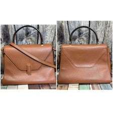 Valextra Iside 2-Way Handbag, Brown Leather #QY6W2R
