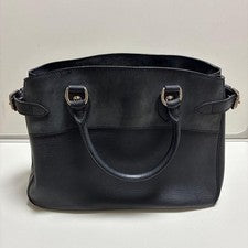 LOUIS VUITTON Black Leather Handbag Silver Hardware Made in France Elega #QY8DU3