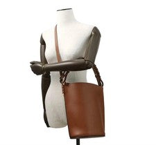 LOEWE Gate Bucket Handle Shoulder Bag, Calfskin Brown #QYFGY7