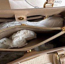 PRADA Saffiano Leather Tote Bag, Beige #QY9O7Y
