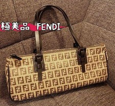 FENDI Zucchino handbag, Zucca pattern, made in Italy Black Leather #QYF0GZ