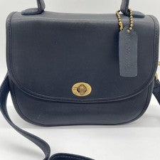 Old Coach 2-way bag, turnlock closure, glove-tanned leather, dark blue. #QYDXZ8