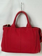 PRADA Canapa Red 2-Way Handbag/Shoulder Bag #QYINV4