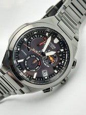 Citizen Attesa Radio-Controlled Solar Chronograph E610 in All Black Tita #PF7XUW