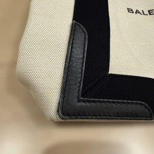 BALENCIAGA Navy Cabas S Canvas Black Tote Bag #QYK6ZD