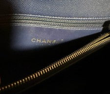 CHANEL Coco Handle Caviar Skin Navy Lizard Handle Flap Bag Hard to Find #QYIVD8