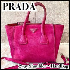 PRADA handbag/shoulder bag, suede leather, fuxia pink #QY31MG