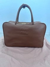 Miu Miu Leather Bow Tote Bag Brown Hard to Find Very Good Condition miumiu