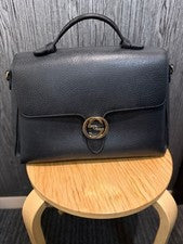 GUCCI Interlocking G 2-Way Black Grained Leather Handbag W35 #QY30WT