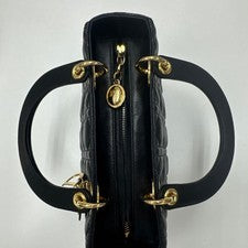 DIOR Lady Dior Black Quilted Leather Handbag #QYKEL6
