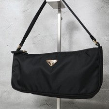 0708 PRADA MV633 Nylon One-Shoulder Bag, Black, Triangle Logo #QY00JY