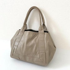 BALENCIAGA Navy Cabas S Leather Bag with Pouch (Stamped) Beige #QY8DAX