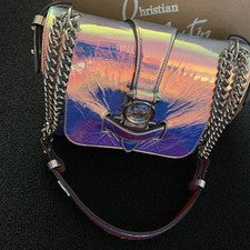 Christian Louboutin Aurora Iridescent Crinkle Chain Shoulder Bag Women #QY002R
