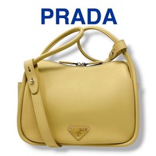 Prada handbag, Darling, light yellow leather, women's brand #QYJ447