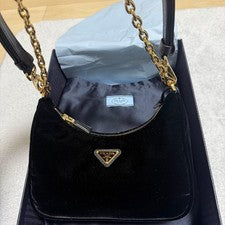 PRADA Re-Edition Mini 1BC204 Blue Velvet H18xW22xD6cm Mini Bag #QYDJO1