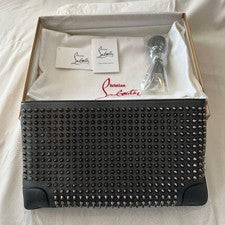 Christian Louboutin Studded Clutch Bag Black Leather #QY002T