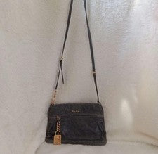 miumiu miumiu nappa leather shoulder bag dark gray