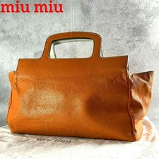 Y2K archive Miu Miu handbag, leather, orange #QYC0FM