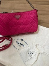 PRADA Nylon Quilted Chain Handbag, Pink #QY3G0X