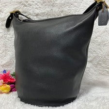 Old Coach 9085 Bucket Shoulder Bag, Black Leather, Large Capacity #QYBDDK