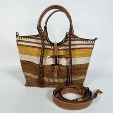 Tod's T-Timeless 2-Way Handbag, Fabric & Leather #QYJ36Y