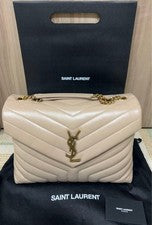 SAINT LAURENT Lulu Medium Dark Beige Leather Women #QYG447