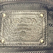 PRADA Nappa Leather Shirred Handbag, Black, Silver Hardware #QY2T43