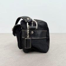 COACH Signature Black Mini Satchel Double Turnlock Bag #QYI9VY