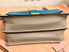 MIU MIU Madras Bicolor Handbag (Blue & Gray) Leather #QYJYHI