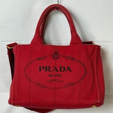 PRADA Canapa Red 2-Way Handbag/Shoulder Bag #QYINV4