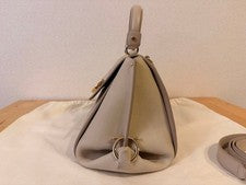 FERRAGAMO Gancini Beige Leather 2-Way Handbag #QYAKAT