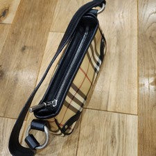BURBERRY LONDON Nova Check Canvas Leather Shoulder Bag Italy #QY4ZNI