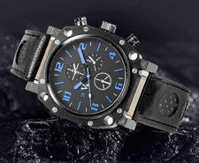 Production V-6 Men's Chronograph Design Watch, Black and Blue, MWC Lumin #QY37T5