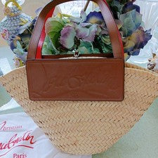 Christian Louboutin Leather Basket Bag Shoulder Bag with Logo #QYKD1L