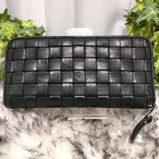 miumiu long wallet black braided leather round miu miu wallet black