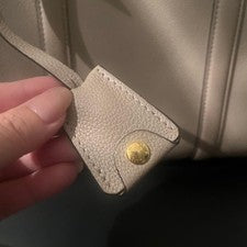 LOUIS VUITTON Greige Leather Handbag Women Japanese Authentic #PG9OLO