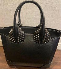 CHRISTIAN LOUBOUTIN black leather tote bag with studs #QY0N62