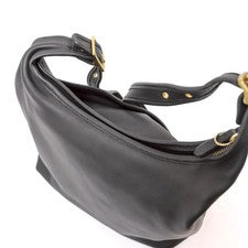Old Coach shoulder bag, gold hardware, glovetanned leather, black. #QYDIQF