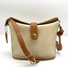 USA-made COACH Old Coach beige genuine leather shoulder bag ✧ #QY609I