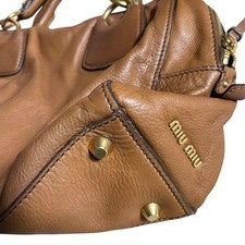 MIUMIU Classic Boston Handbag Brown Leather
