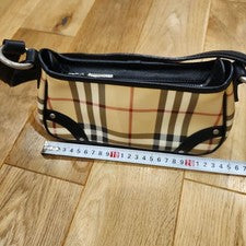 BURBERRY LONDON Nova Check Canvas Leather Shoulder Bag Italy #QY4ZNI
