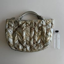 Miu Miu Metallic Leather Logo Hand Bag