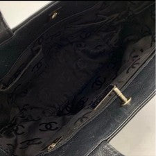 CHANEL Black Leather Handbag 2-Way Women #QYD3AF