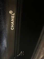 CHANEL Double Face Matelasse Caviar Skin Handbag Black Silver Classic #QY9OFJ