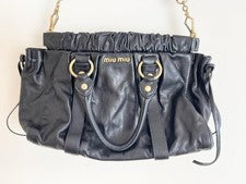 Miu Miu Black Vitello Lux Leather Tote